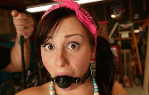 18 year old girl Kasey Chase submits to a dominant man wearing latex gloves